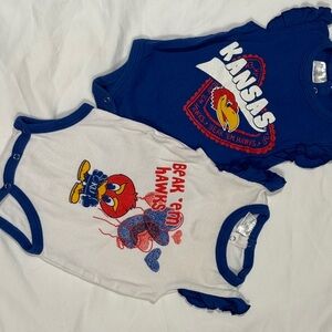 Pro Edge Kansas Jayhawks Baby Bodysuits Set of 2 3-6M